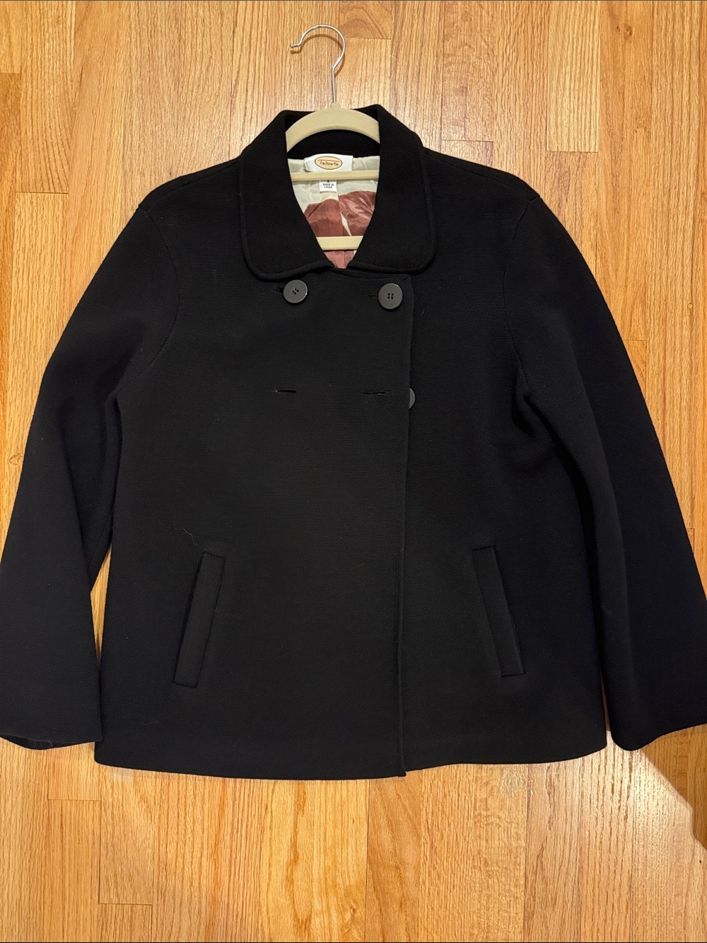 Talbots Black Double-Breasted Pea Coat